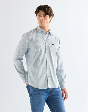 Koszula Męska Wrangler 1 Pkt Shirt Blue Stripe 112378486