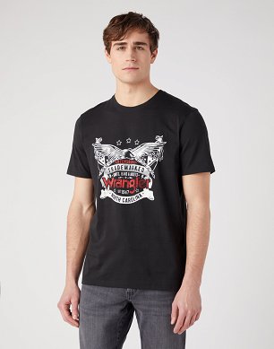 T-shirt Męski Wrangler Americana Tee Faded Black W70PEE33W