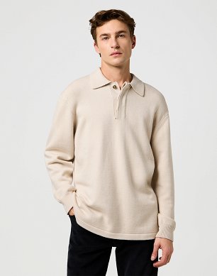 Sweter Męski Wrangler Polo Sweater Birch 112371530