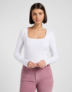 Koszulka Damska Lee Ls Square Neck Bright White 112370952