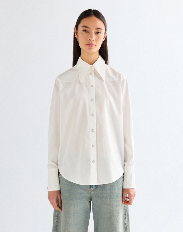 Koszula Damska Wrangler Drama Collar Shirt Worn White 112378112