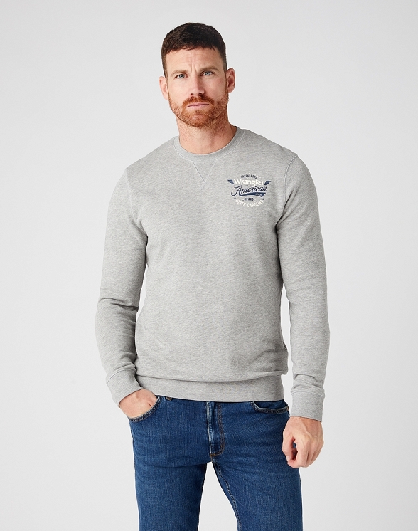 Bluza Męska Wrangler Crew Sweat Mid Grey Mel W6MBHAX37