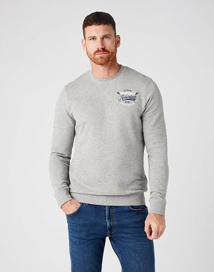 Bluza Męska Wrangler Crew Sweat Mid Grey Mel W6MBHAX37