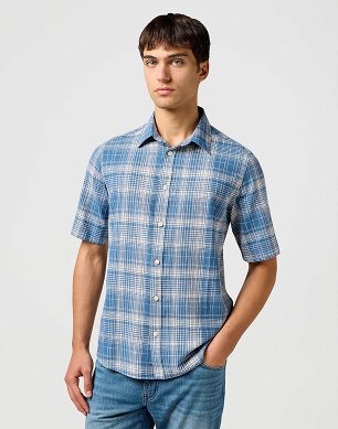 Koszula Męska Wrangler Ss Shirt Blue 112364054