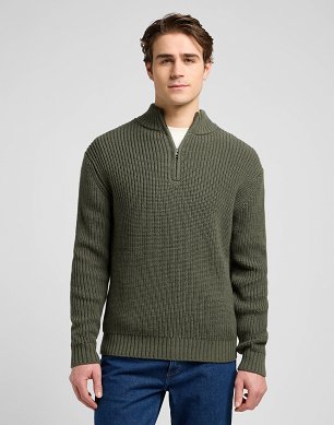 Sweter Męski Lee Clean Half Zip Knit Olive Gray 112370539