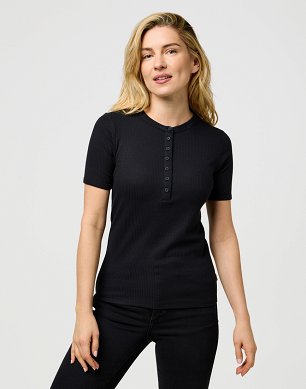 Koszulka Damska Wrangler Femme Knit Henley Black 112370744