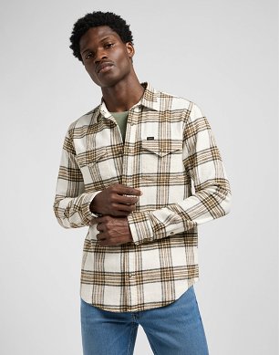 Koszula Męska Lee Clean Western Shirt Ecru Ochre Plaid 112371319