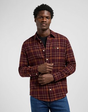 Koszula Męska Lee Leesure Shirt Velvet Brown Plaid 112370460