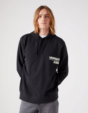 Bluza Męska Wrangler Slogan Hoodie Faded Black W666ILXV6