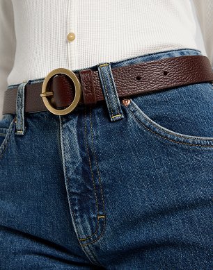 Pasek Damski Lee Round Buckle Belt Dark Brown 112372928