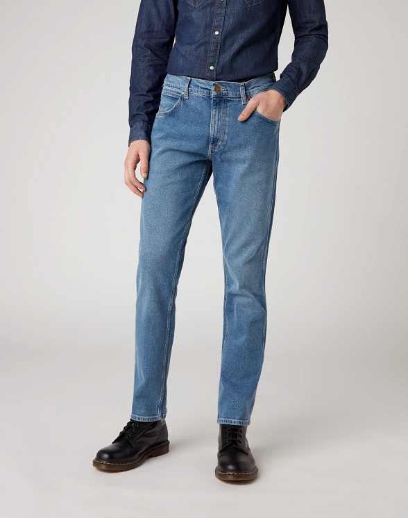 Spodnie Męskie Wrangler Greensboro Midweight Jeans In Blue Stones A15QKP34F