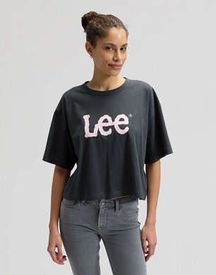 Koszulka Damska Lee Ss Cropped Tee Washed Black 112378742