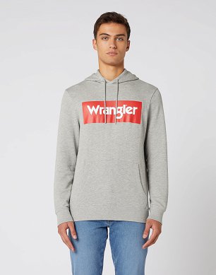 Bluza Męska Wrangler Logo Hoodie Mid Grey Mel W6B9HAX37