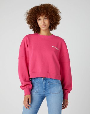 Bluza Damska Wrangler Puffy Crew Sweat Fuchsia Rose W6Y2OYP62