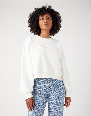 Bluza Damska Wrangler Puffy Crew Sweat Worn White W6Y2IQW02