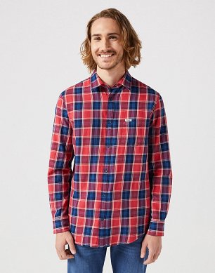 Koszula Męska Wrangler Ls 1 Pkt Shirt Red Indigo W112350396