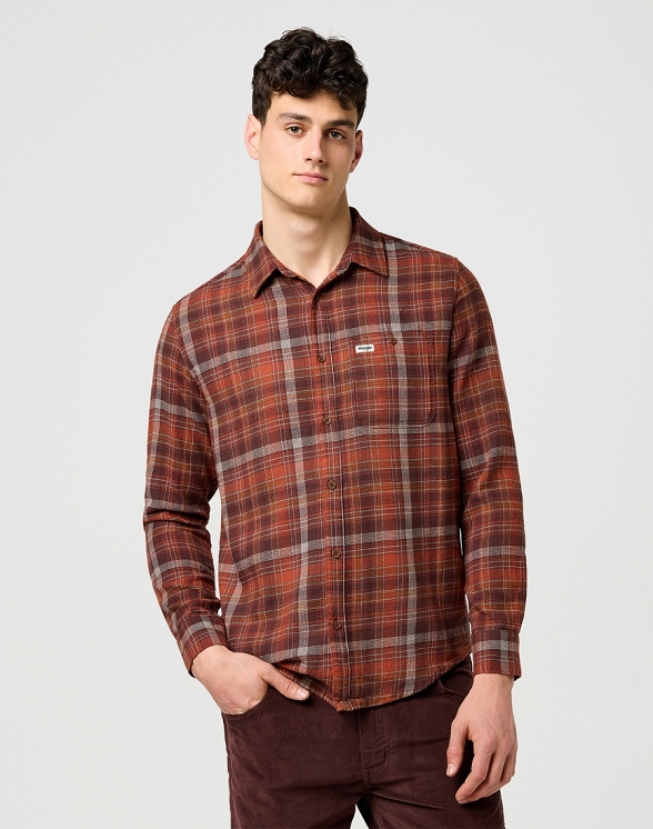 Koszula Męska Wrangler 1 Pkt Flannel Shirt Fired Brick 112371430