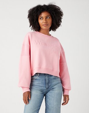 Bluza Damska Wrangler Puffy Crew Sweat Sick Pink W6Y2IQP66