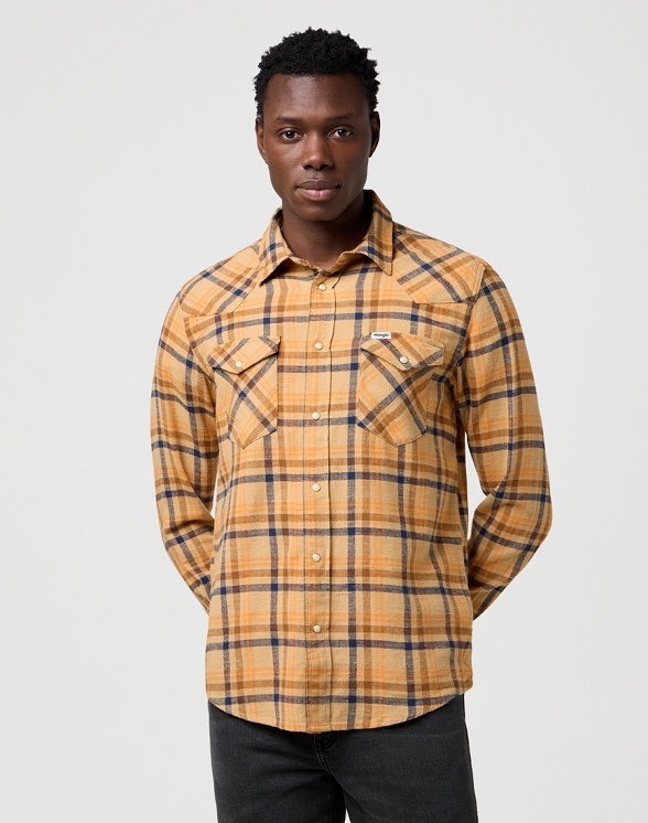 Koszula Męska Wrangler Western Shirt Brown Blue 112372456
