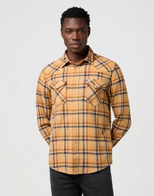 Koszula Męska Wrangler Western Shirt Brown Blue 112372456