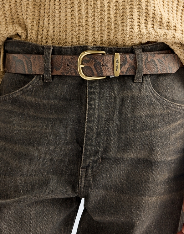 Pasek Męski Wrangler Snake Belt Dark Brown 112387413