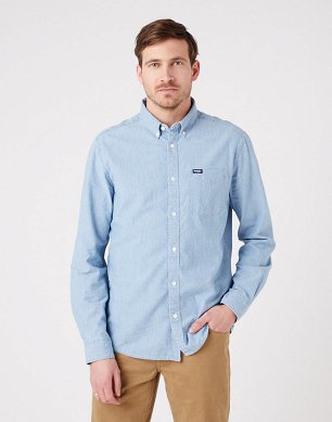 Koszula Męska Wrangler Button Down Shirt Light Indigo W5B11GX4E