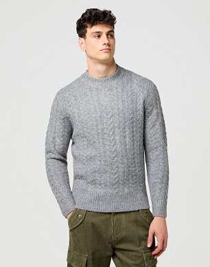 Sweter Męski Wrangler Cable Knit Sweater Grey Heather 112371666
