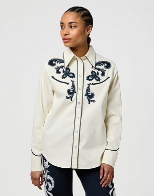 Koszula Damska Wrangler Applique Shirt Worn White 112370786