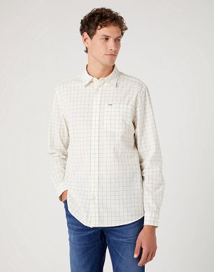 Koszula Męska Wrangler 1 Pocket Shirt Worn White W5A24MW02