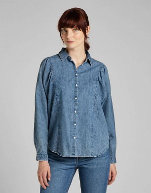 Koszula Damska Lee Volume Sleeve Shirt Blue Yonder L45BZSSV