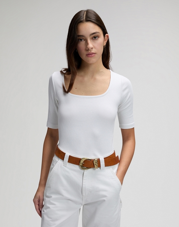 Koszulka Damska Lee Ss Squared Neck Bright White 112377002