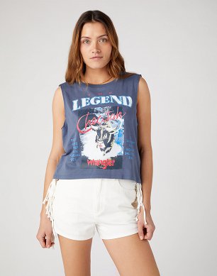 T-shirt Damski Wrangler Sleeveless Tee Vintage Indigo W7FED3XZ8