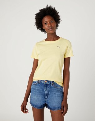 T-shirt Damski Wrangler Sign Off Tee Pale Banana W7Q0EVY37