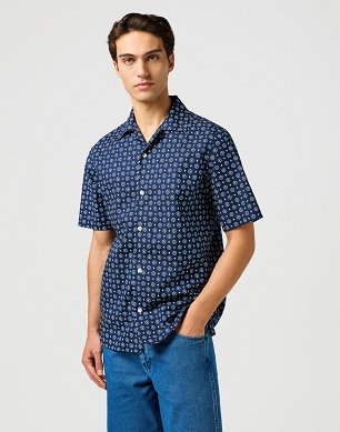 Koszula Męska Wrangler Ss Resort Shirt Blue Geo 112362763