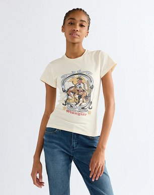 Koszulka Damska Wrangler Shrunken Band Tee Egret 112386832