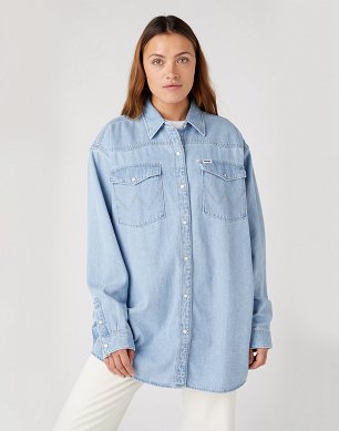 Koszula Damska Wrangler Jumbo Shirt Light Vintage Indigo W52L6O39F
