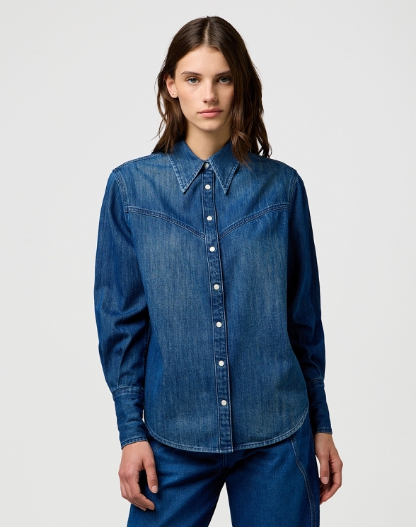 Koszula Damska Wrangler Yoke Denim Shirt Sparkle Blue 112370794