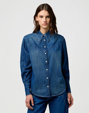 Koszula Damska Wrangler Yoke Denim Shirt Sparkle Blue 112370794