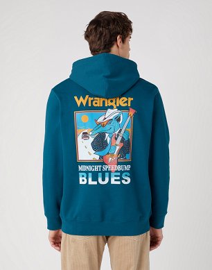 Bluza Męska Wrangler Logo Hoodie Deep Teal Green W654IQG03