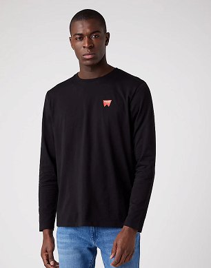 T-shirt Męski Wrangler Ls Sign Off Tee Black W70KD3100