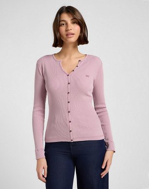 Koszulka Damska Lee Washed Waffle Henley Plumberry 112372628