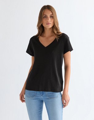 Koszulka Damska Wrangler Easy V Neck Black 112378067