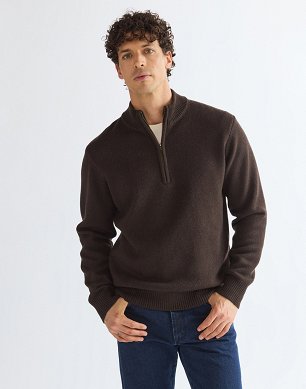 Sweter Męski Wrangler Quarter Zip Knit Chocolate Torte 112387647