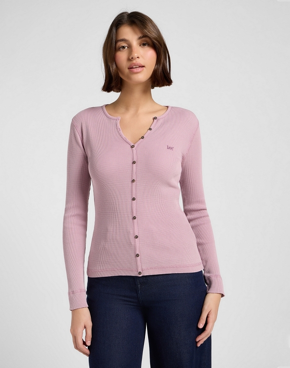 Koszulka Damska Lee Washed Waffle Henley Plumberry 112372628