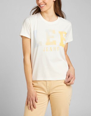 T-shirt Damski Lee Varsity Tee Off White LV04EHMK