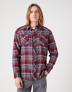 Koszula Męska Wrangler Heritage Shirt Rhubarb Red W5D1LAXRO