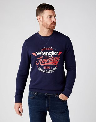 Bluza Męska Wrangler Crew Sweat Navy W6MBHA114