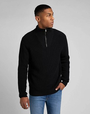 Sweter Męski Lee Half Zip Knit Black L83YDE01