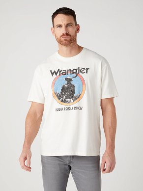 T-shirt Męski Wrangler Americana Tee Off White W7CBEE737