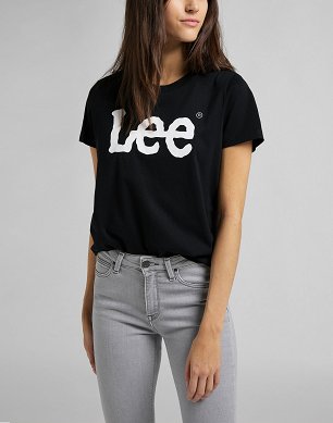 T-shirt Damski Lee Logo Tee In Black L42UER01